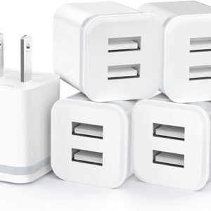 5-Pack Dual Port USB Cube Power Adapter Charger