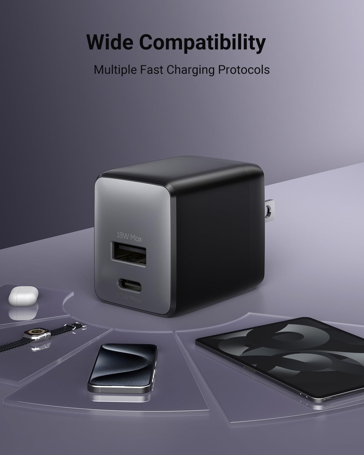 30W Dual-Port GaN Nano Charger with Foldable Plug - Image 6