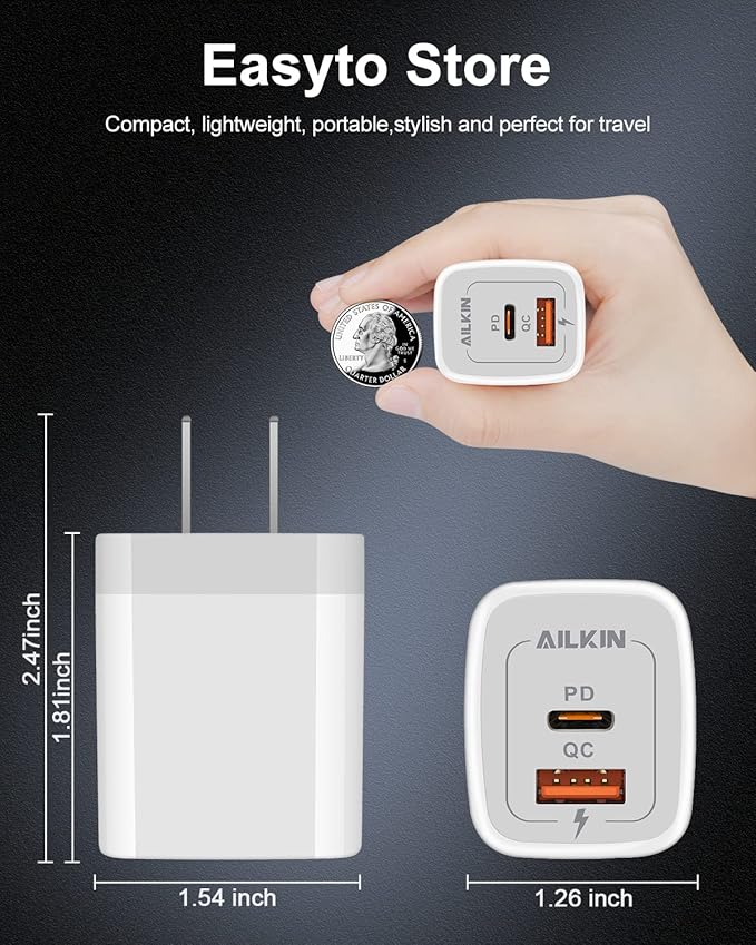 3Pack Dual Port USB-C Wall Plug Charger - Image 2
