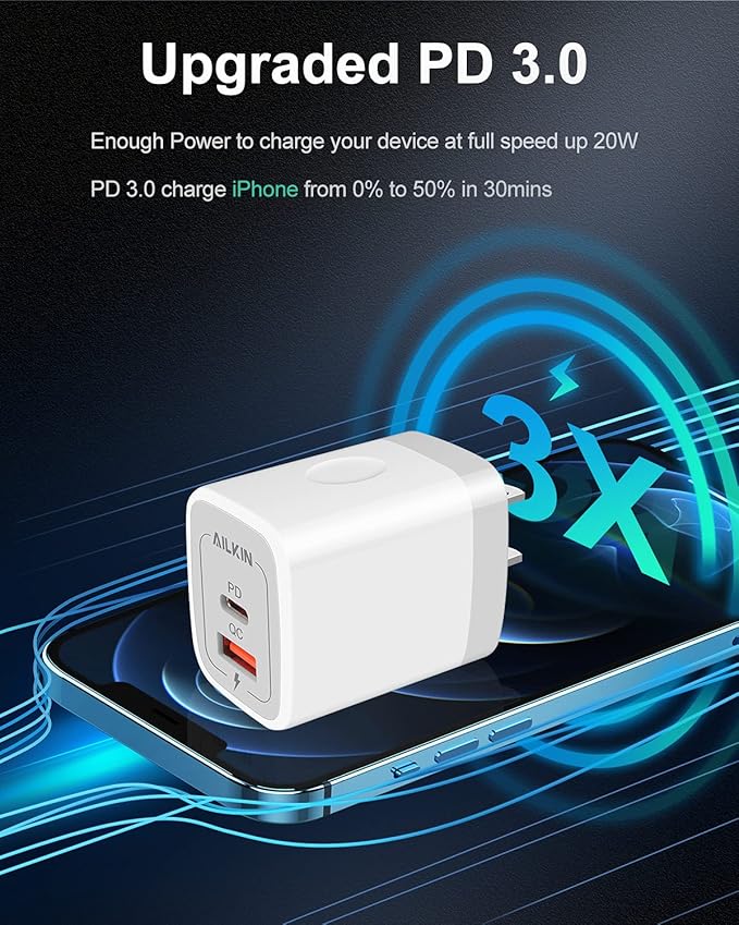 3Pack Dual Port USB-C Wall Plug Charger - Image 3